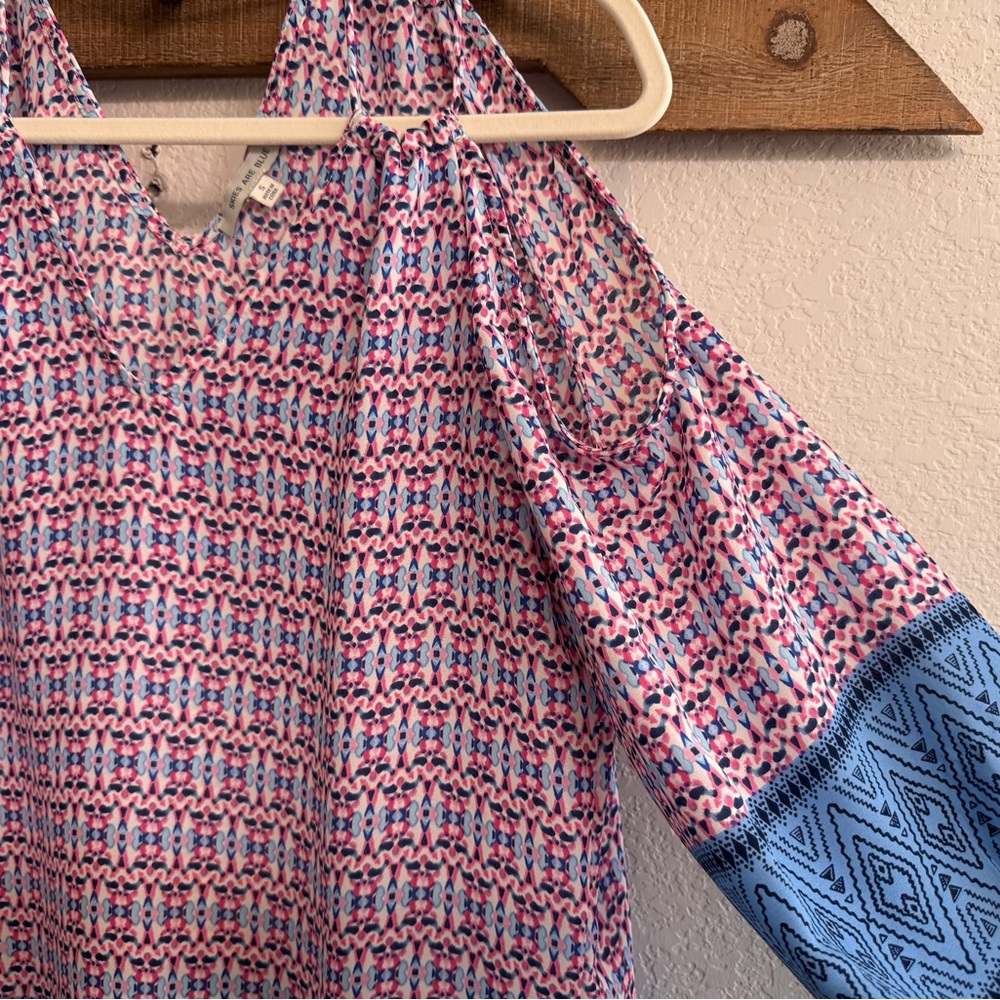 Split Spaghetti Cold Shoulder Blouse - image 3